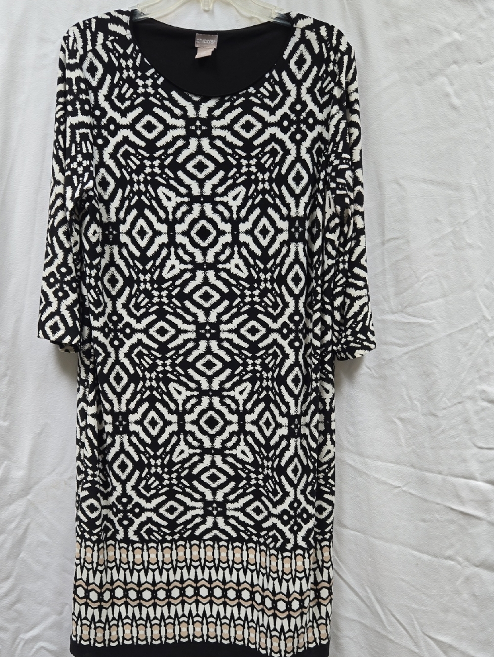 Chico's Black and White Geometric Midi Dress